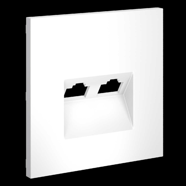 Накладка для розетки компьютерной двойной RJ45+RJ45 кат.6, S70 (белый матовый) Voltum VLS001402