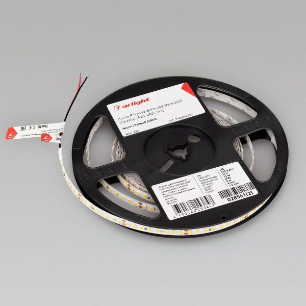 Светодиодная лента Arlight 12W/m 160Led/m 2835SMD теплый белый 5M RT-A160-8mm 24V Warm2400 028561(2)