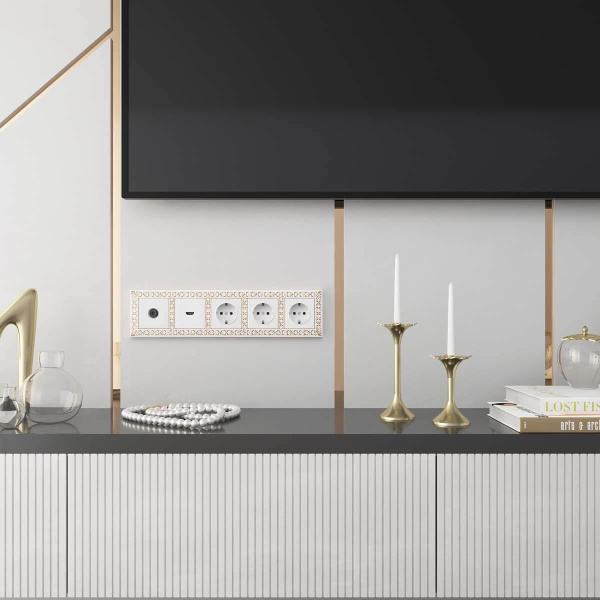 Рамка Werkel Antik на 5 постов белое золото W0051523 4690389158292