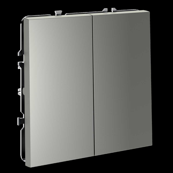 Перекрестный переключатель встраиваемый S70 двухклавишный 10А, (сталь) Voltum VLS020505