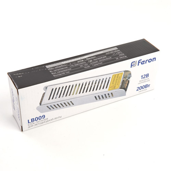 Блок питания для светодиодной ленты Feron LB009 12V 200W IP20 16,5A 21498