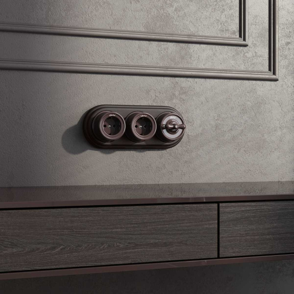 Розетка Werkel с заземлением Retro коричневая W5671014 4690389166815