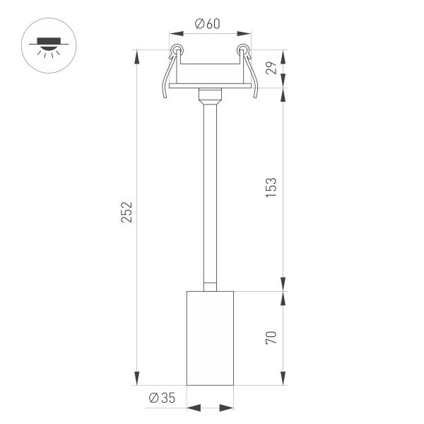 Встраиваемый светодиодный спот Arlight LGD-Periscope-R35-6W Warm3000 045196