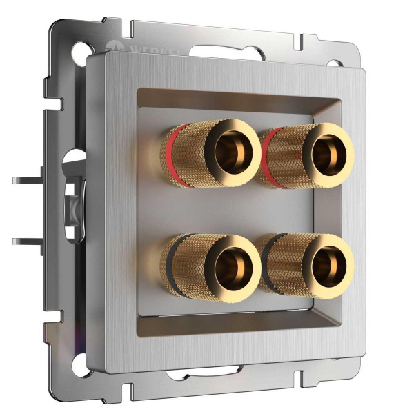 Акустическая розетка Werkel х4 серебряная рифленая WL09-AUDIOx4 4690389085024