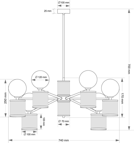 Подвесной светильник KUTEK ERBA ERB-ZW-6(ZM/3)BT