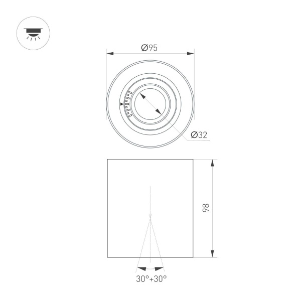 Светильник SP-ACENTO-R95-10W Warm2700 (WH, 20-45 deg, 230V) Arlight 055744