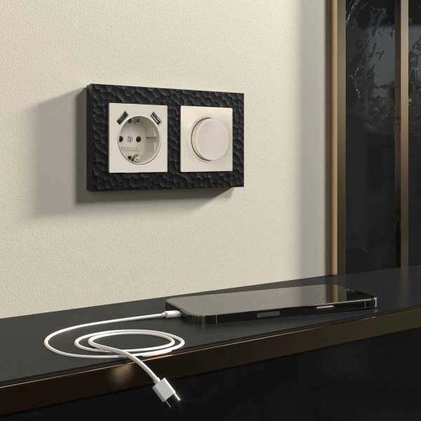 Розетка с заземлением, шторками и USBх2 Werkel айвори матовый W1171562 4690389192005