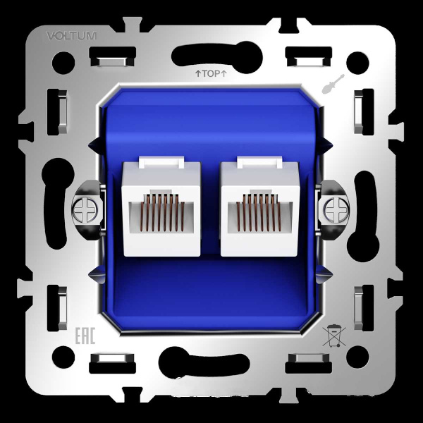 Механизм розетки компьютерной двойной RJ45+RJ45 кат.6, S70 Voltum VLS0602M