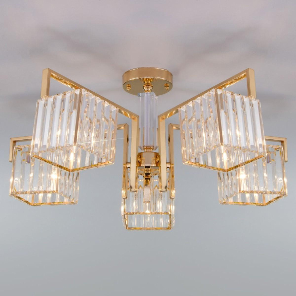 Потолочная люстра Eurosvet April 10126/5 золото/прозрачный хрусталь Strotskis Smart