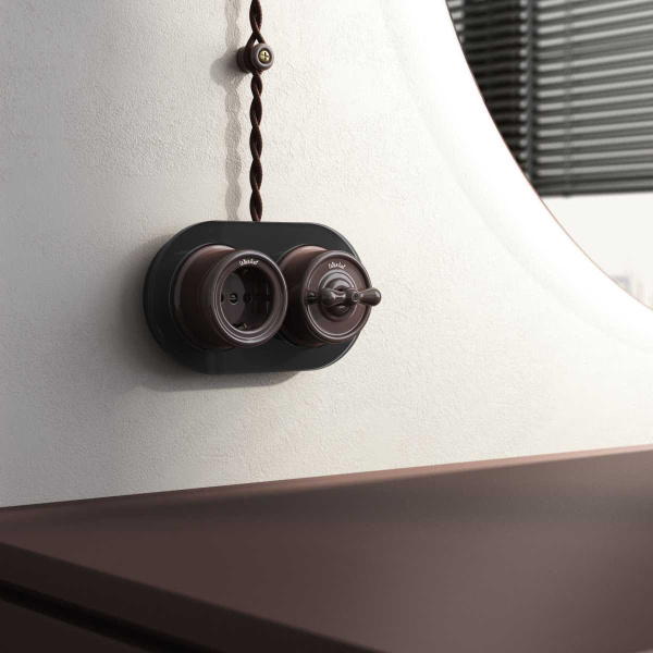 Переключатель-выключатель Werkel одноклавишный Retro коричневый W5612014 4690389166723