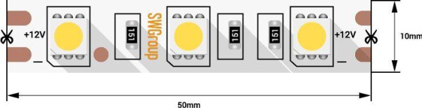 Светодиодная лента SWG 14,4W/m 60LED/m 5050SMD холодный белый 5M 001067