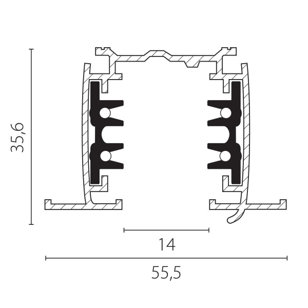 Трек четырехконтактный 3-фазный встраиваемый со стыковочными пазами (круглые медные жилы) 3м Quattro Lightstar 503038-R