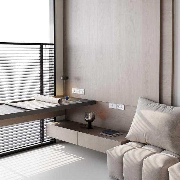 Розетка встраиваемая Voltum S70 с заземлением и защитными шторками, 16А, с USB, A+A, (белый глянцевы VLS040401