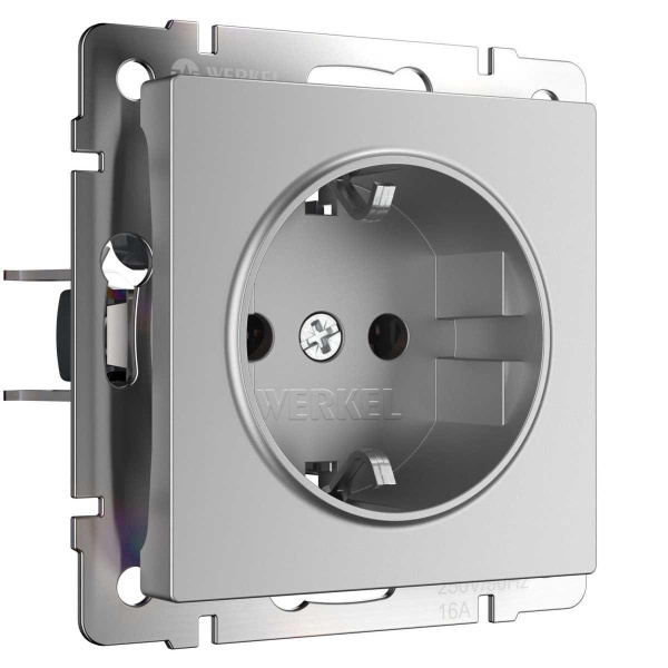 Розетка с заземлением Werkel серебряный W1171006 4690389157707