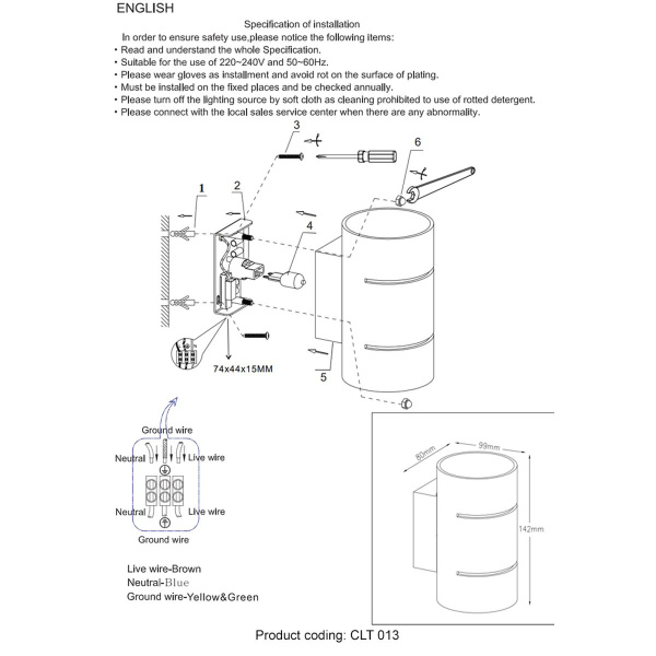Настенный светильник Crystal Lux CLT 013 BL
