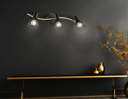 TR8661 Светильник накладной TR8661/3 BK/GD черный/золото E14/3 max 60W 550*100*170