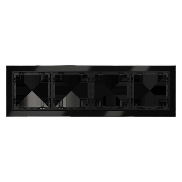 Рамка стеклянная Voltum S70 на 4 поста, (черный,стекло) VLS110408