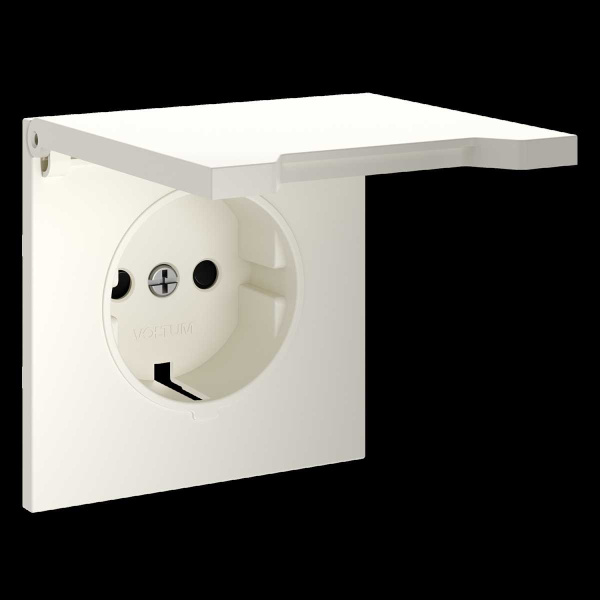 Накладка для розетки с заземлением, защитными шторками и крышкой, S70 (хлопок) Voltum VLS000813