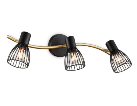 TR8661 Светильник накладной TR8661/3 BK/GD черный/золото E14/3 max 60W 550*100*170
