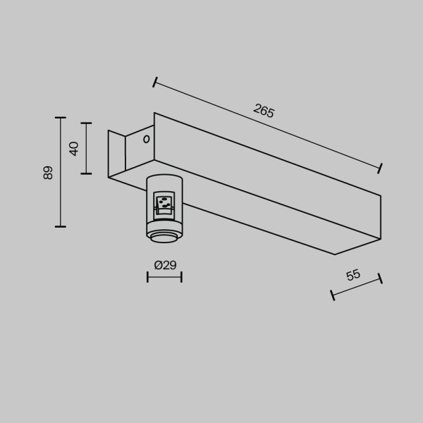 Основание настенное Wall для блока питания с вводом питания Maytoni Technical TRA155CW-BB-PT