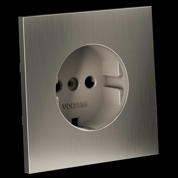 Накладка для розетки с заземлением, S70 Metal (никель) Voltum VLSM000611