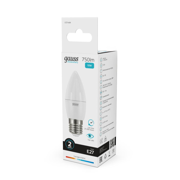 Лампа светодиодная Gauss E27 10W 4100K матовая 30220