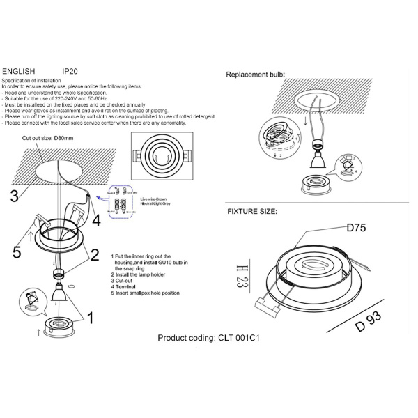 Встраиваемый светильник Crystal Lux CLT 001С1 BL