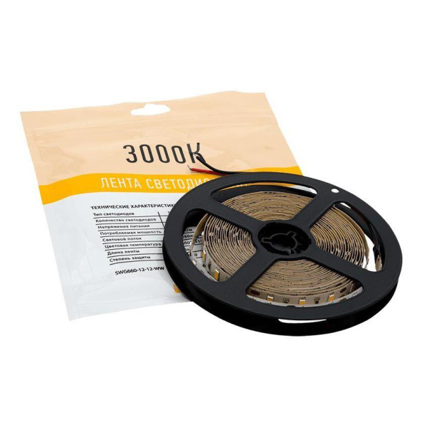 Светодиодная лента SWG 12W/m 60LED/m 5630SMD теплый белый 5M 001690
