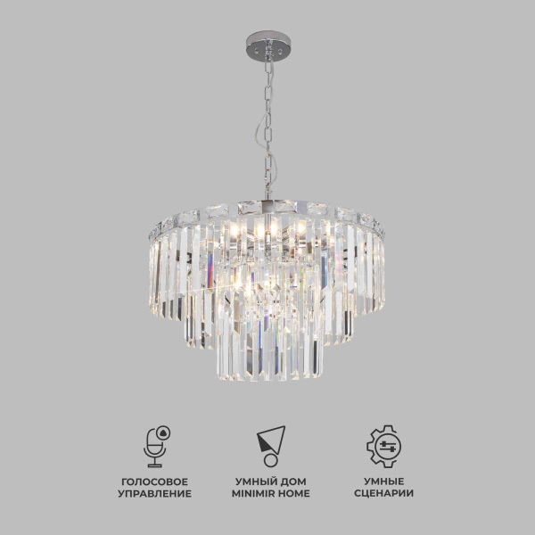 Подвесная люстра Eurosvet Elegante 10130/8 хром/прозрачный хрусталь Strotskis Smart