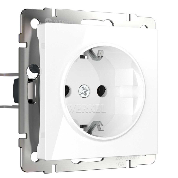 Розетка с заземлением, безвинтовой зажим Werkel белый W1171301 4690389155321