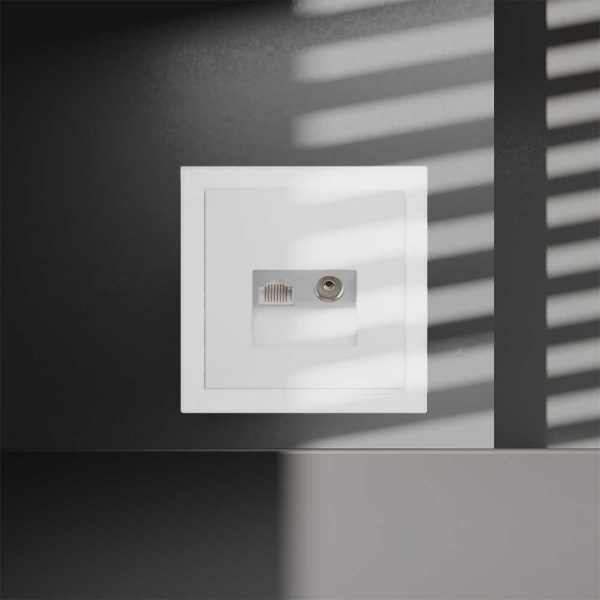 Розетка телевизионная встраиваемая Voltum S70 TV+RJ45 кат. 6 белый матовый VLS060702
