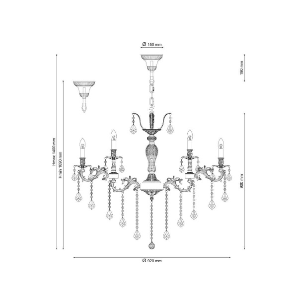 Подвесная люстра Lucia Tucci Barletta 122.12.6 Antique