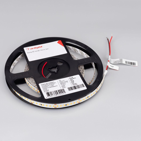 Светодиодная лента Arlight 17W/m 168Led/m 2835SMD холодный белый 5M RT-A168-10mm 24V Cool 8K 019092(2)