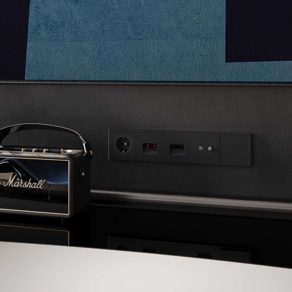 Заглушка Voltum S70 с суппортом, (черный матовый) VLS080108