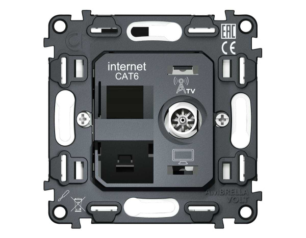 Механизм розетки компьютерной + TV оконечной RJ-45 (8P8C) AMBRELLA VOLT VM VM195