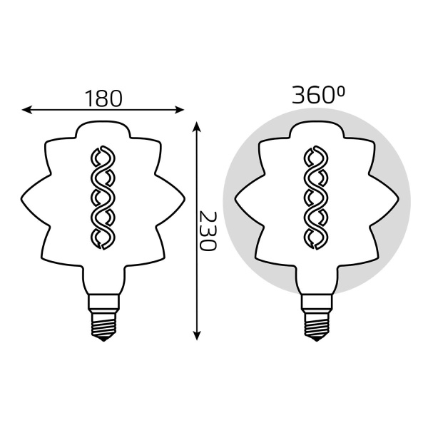 Лампа светодиодная филаментная Gauss E27 8W 2400K золотая 161802008