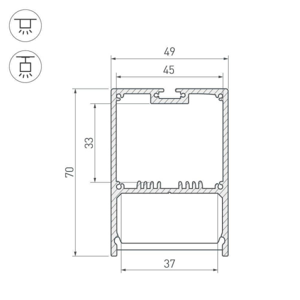 Профиль с рассеивателем Arlight SL-LINE-4970-2500 ANOD+OPAL 020466