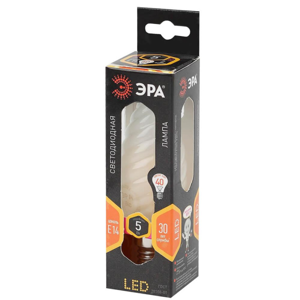 Лампа светодиодная филаментная ЭРА E14 5W 2700K матовая F-LED BTW-5W-827-E14 frost Б0027937