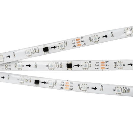 Светодиодная влагозащищенная лента Arlight 7,2W/m 30LED/m 5060SMD разноцветная 5M SPI-SE-B30-10mm 12V RGB-PX3 026369(2)