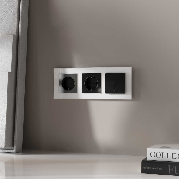 Выключатель одноклавишный с подсветкой Werkel черный акрил W1110148 4690389197604