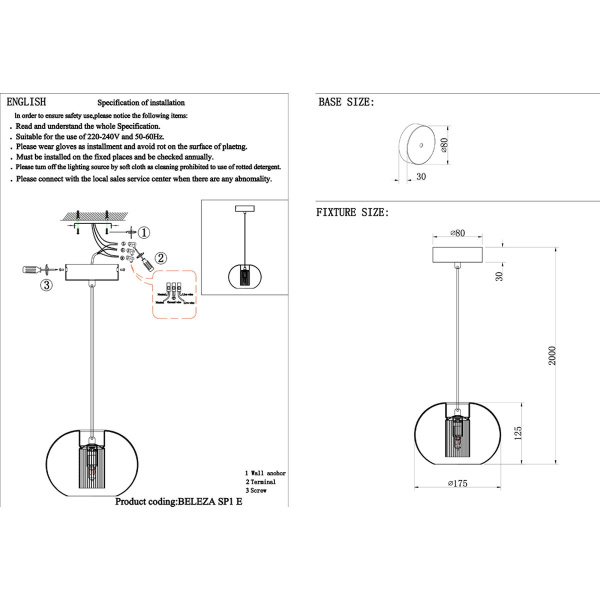 Подвесной светильник Crystal Lux Beleza SP1 E Chrome