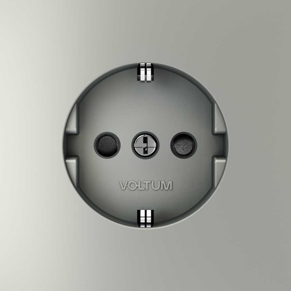 Розетка встраиваемая Voltum S70 с заземлением и защитными шторками, 16А, (сталь) VLS040205