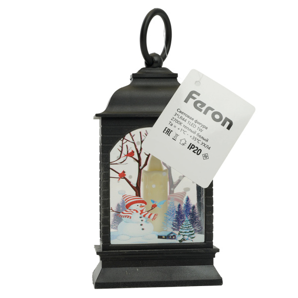 Световая фигура Свеча "Снеговик" 1LED (батарейки в компл), 12,5см, черный, LT128