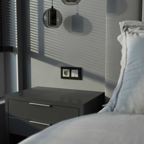 Выключатель двухклавишный проходной с подсветкой (дымчатый) W1222104/ a069459