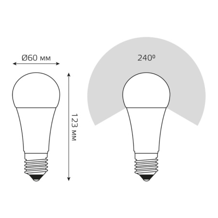 Лампа Gauss A60 16W 1520lm 6500K E27 LED 1/10/50