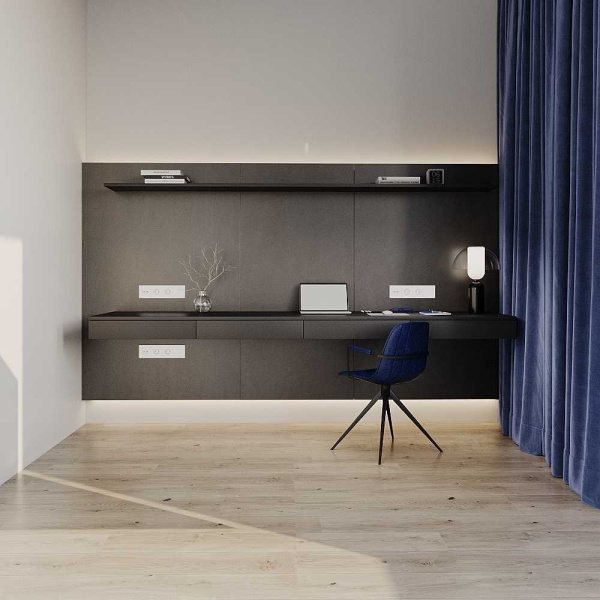 Розетка встраиваемая Voltum S70 с заземлением и защитными шторками, 16А, (белый матовый) VLS040202