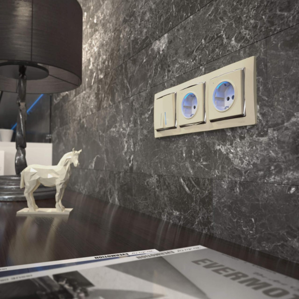 Розетка с заземлением с подветкой Werkel слоновая кость W1171403 4690389171673