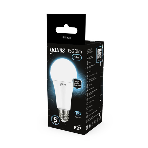 Лампа светодиодная Gauss E27 16W 4100K матовая 102502216
