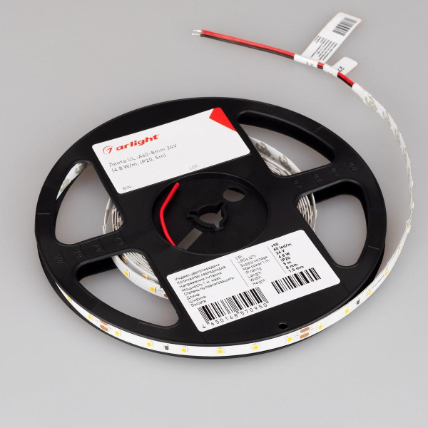 Светодиодная лента Arlight 8W/m 60Led/m 2835SMD теплый белый 5M UL-A60-8mm 24V Warm2400 042285