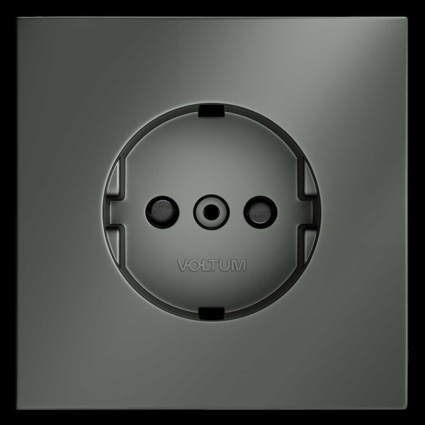 Накладка для розетки с заземлением и защитными шторками, S70 (титан) Voltum VLS000706